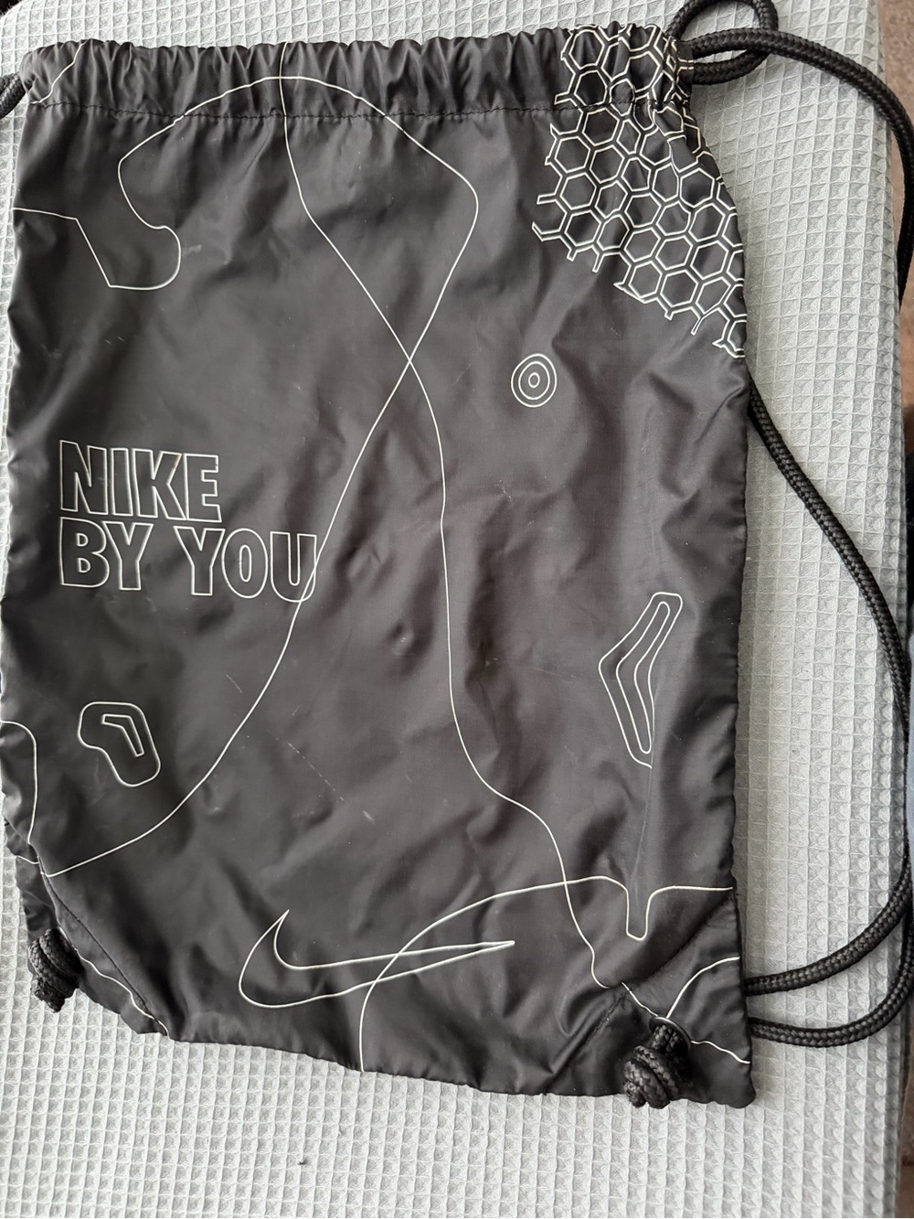 Nike Black Drawstring Belt Bag with White Line Art